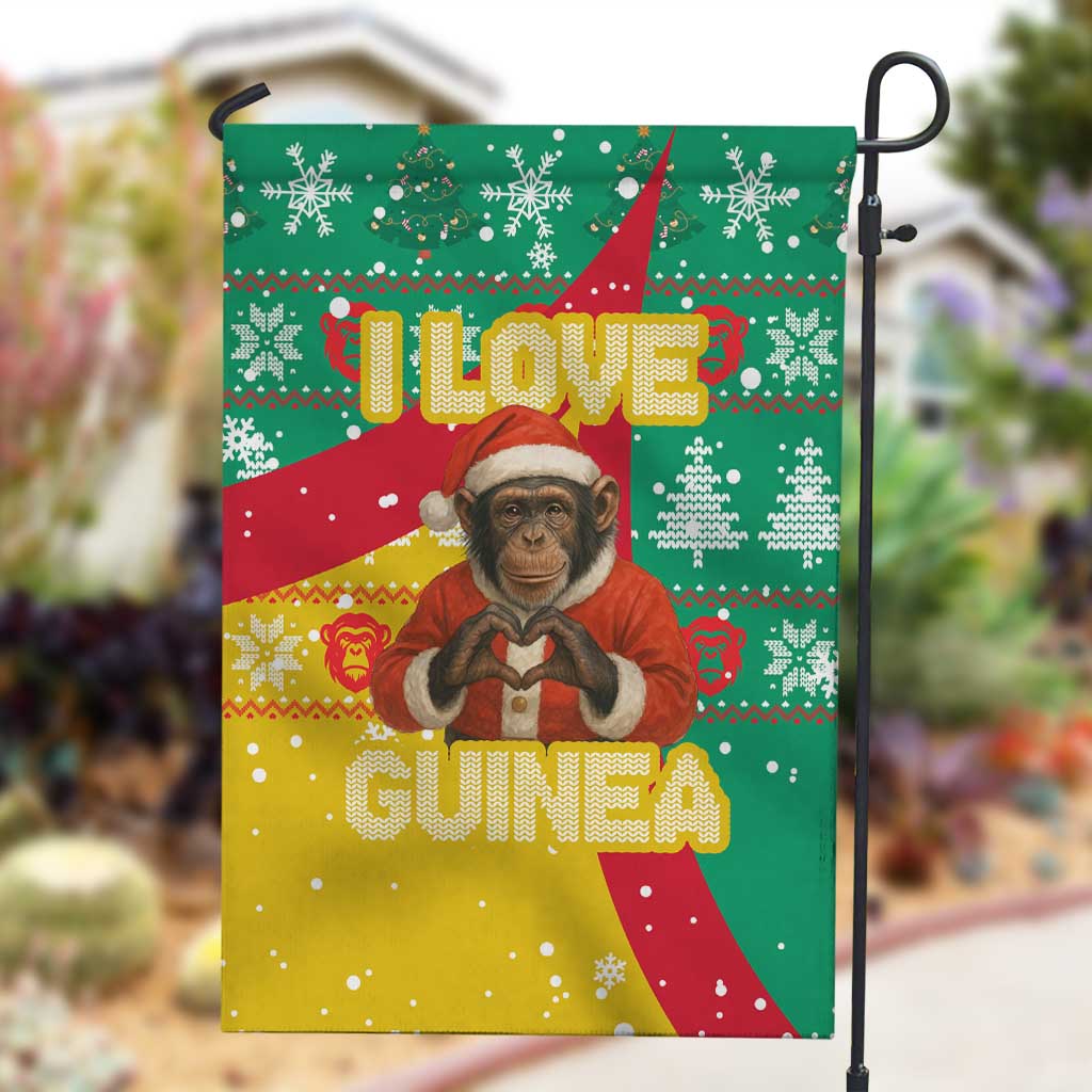 Guinea Christmas Garden Flag Santa Chimpanzee Heart Hands and Snowflake - African Pride