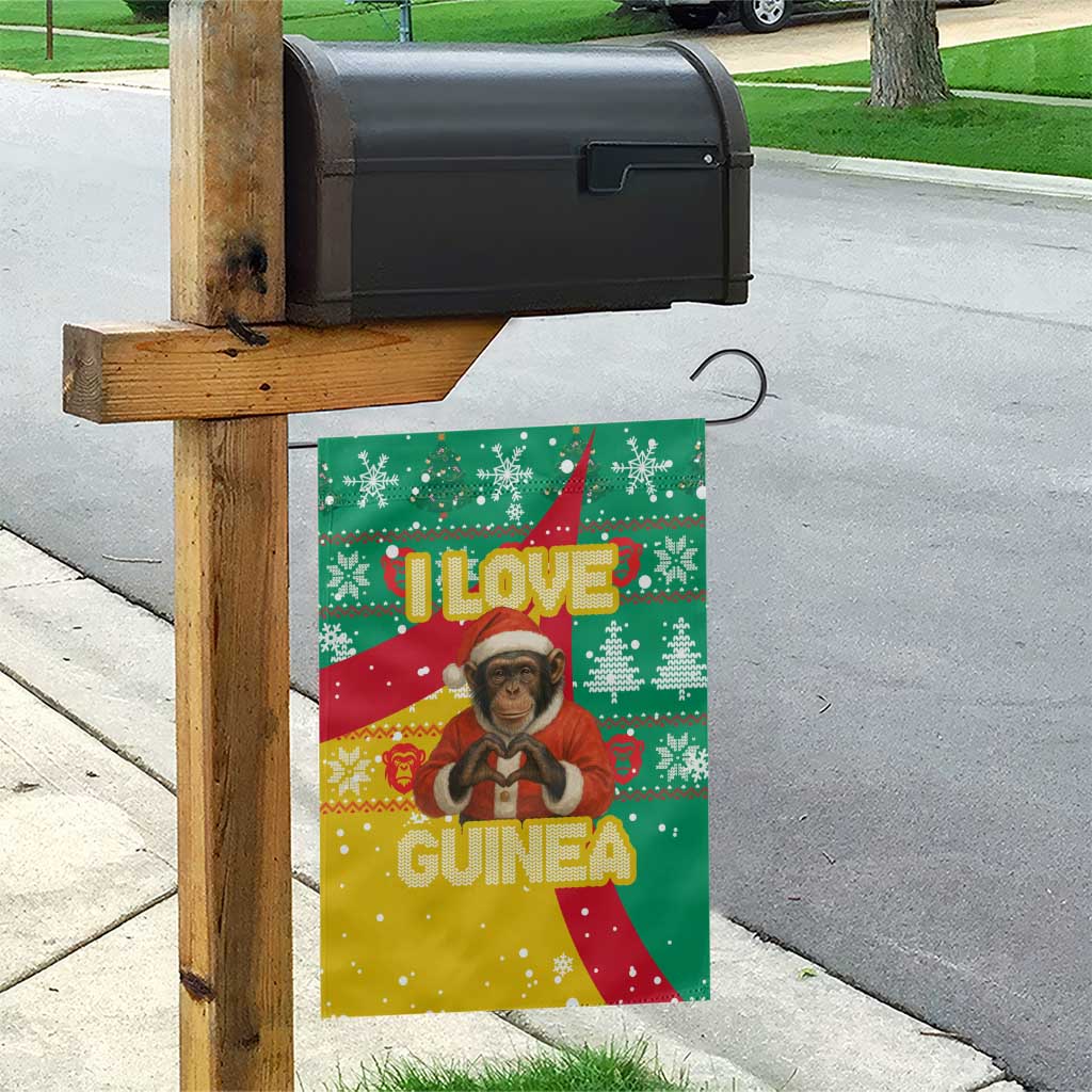 Guinea Christmas Garden Flag Santa Chimpanzee Heart Hands and Snowflake - African Pride