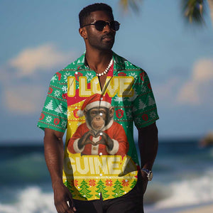 Guinea Christmas Hawaiian Shirt Santa Chimpanzee Heart Hands and Snowflake - African Pride