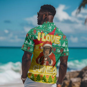 Guinea Christmas Hawaiian Shirt Santa Chimpanzee Heart Hands and Snowflake - African Pride