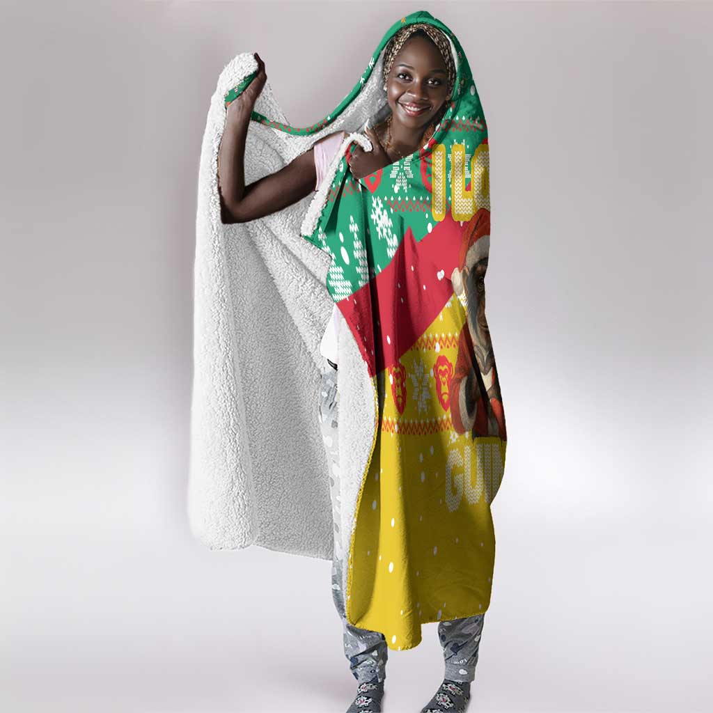 Guinea Christmas Hooded Blanket Santa Chimpanzee Heart Hands and Snowflake - African Pride