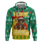 Guinea Christmas Hoodie Santa Chimpanzee Heart Hands and Snowflake - African Pride