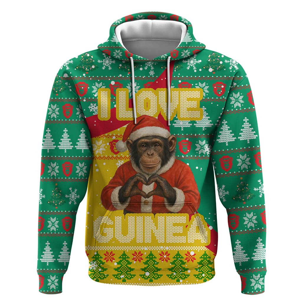 Guinea Christmas Hoodie Santa Chimpanzee Heart Hands and Snowflake - African Pride