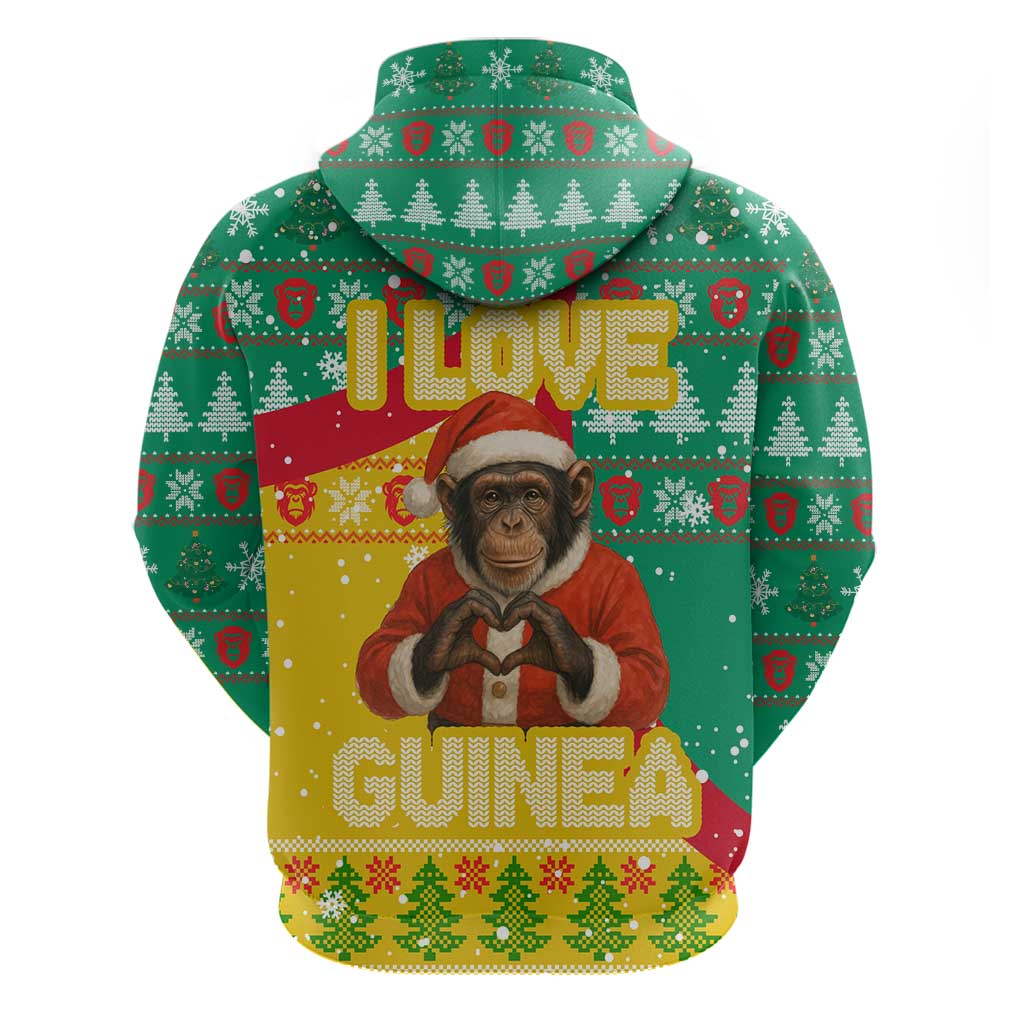 Guinea Christmas Hoodie Santa Chimpanzee Heart Hands and Snowflake - African Pride
