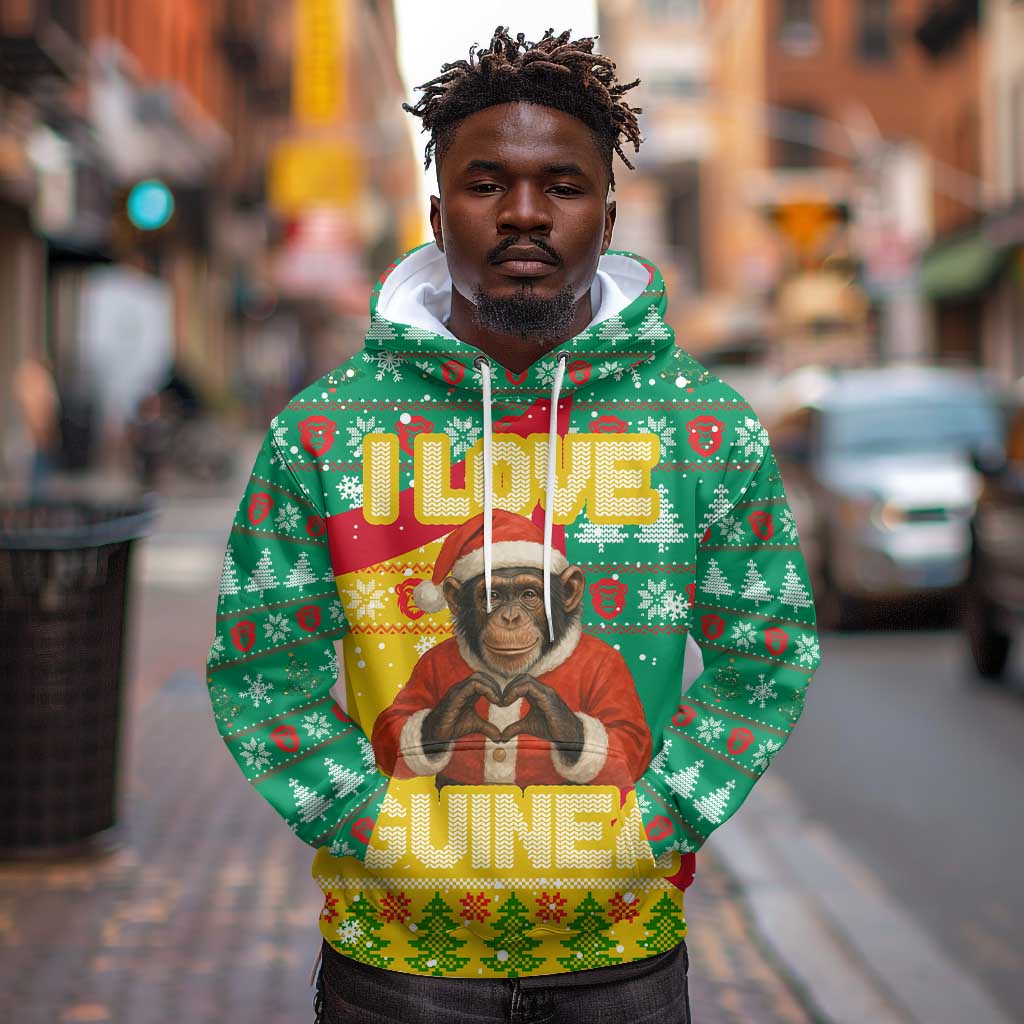 Guinea Christmas Hoodie Santa Chimpanzee Heart Hands and Snowflake - African Pride