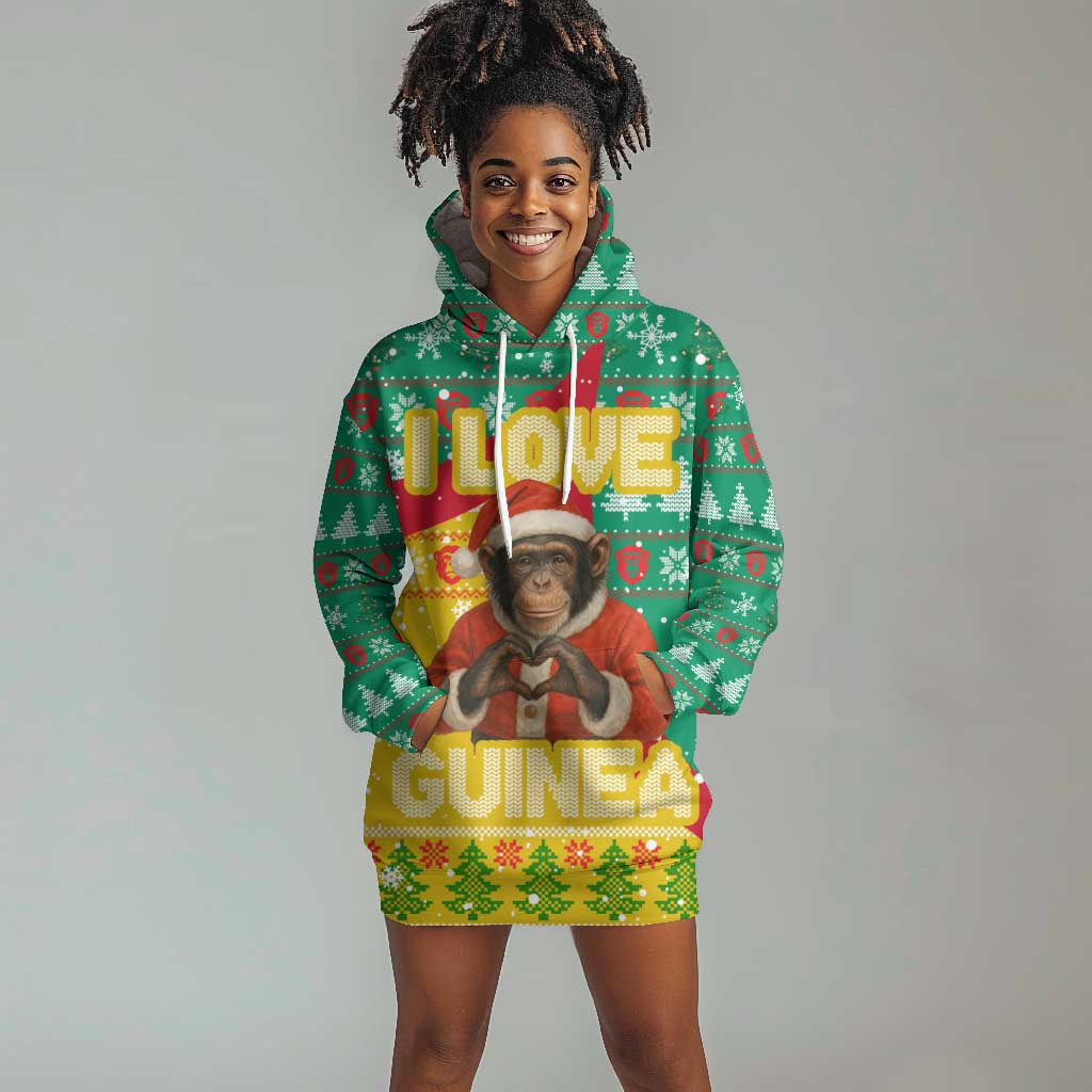 Guinea Christmas Hoodie Dress Santa Chimpanzee Heart Hands and Snowflake - African Pride
