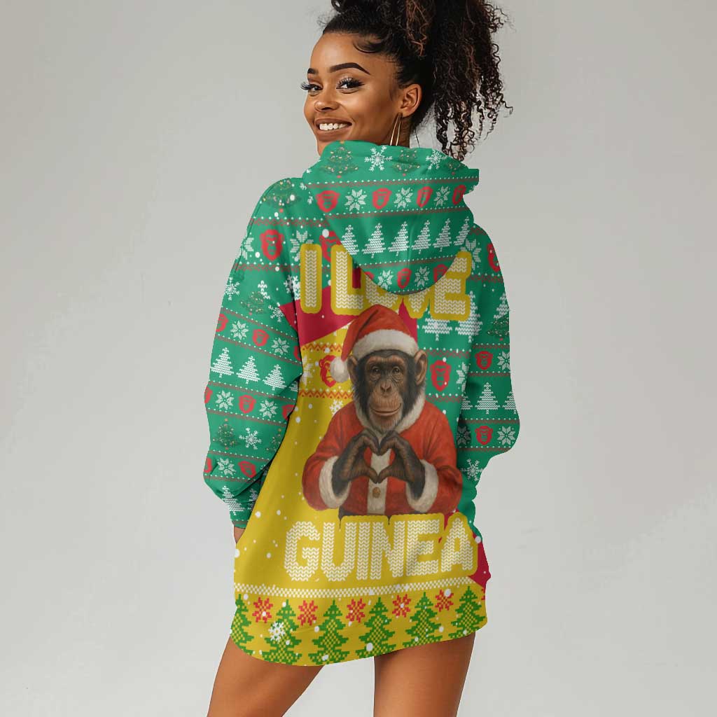 Guinea Christmas Hoodie Dress Santa Chimpanzee Heart Hands and Snowflake - African Pride