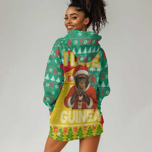 Guinea Christmas Hoodie Dress Santa Chimpanzee Heart Hands and Snowflake - African Pride