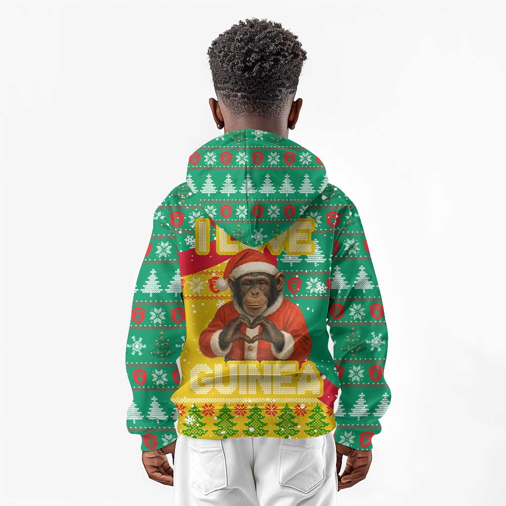 Guinea Christmas Kid Hoodie Santa Chimpanzee Heart Hands and Snowflake - African Pride