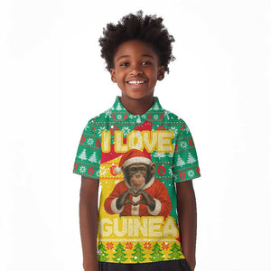 Guinea Christmas Kid Polo Shirt Santa Chimpanzee Heart Hands and Snowflake - African Pride