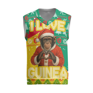 Guinea Christmas Knitted V-Neck Vest Santa Chimpanzee Heart Hands and Snowflake - African Pride