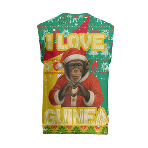 Guinea Christmas Knitted V-Neck Vest Santa Chimpanzee Heart Hands and Snowflake - African Pride