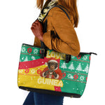 Guinea Christmas Leather Tote Bag Santa Chimpanzee Heart Hands and Snowflake - African Pride