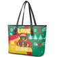 Guinea Christmas Leather Tote Bag Santa Chimpanzee Heart Hands and Snowflake - African Pride