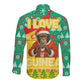 Guinea Christmas Long Sleeve Button Shirt Santa Chimpanzee Heart Hands and Snowflake - African Pride