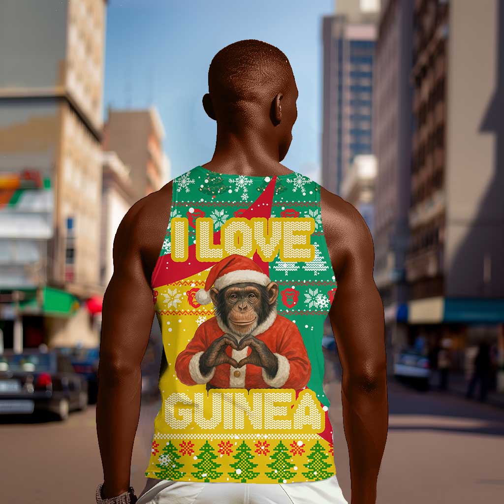 Guinea Christmas Men Tank Top Santa Chimpanzee Heart Hands and Snowflake - African Pride