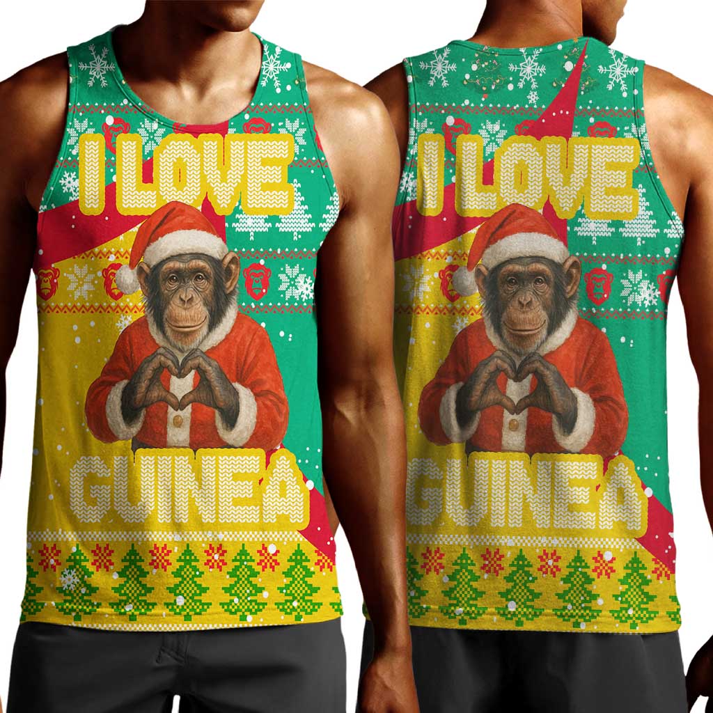Guinea Christmas Men Tank Top Santa Chimpanzee Heart Hands and Snowflake - African Pride
