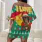 Guinea Christmas Off Shoulder Short Dress Santa Chimpanzee Heart Hands and Snowflake - African Pride