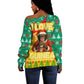 Guinea Christmas Off Shoulder Sweater Santa Chimpanzee Heart Hands and Snowflake - African Pride