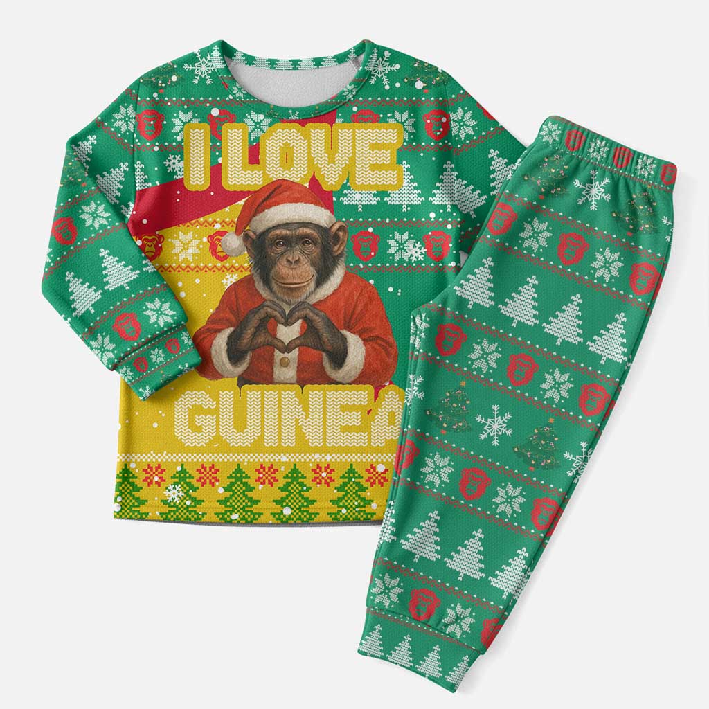 Guinea Christmas Pajama Set Santa Chimpanzee Heart Hands and Snowflake - African Pride