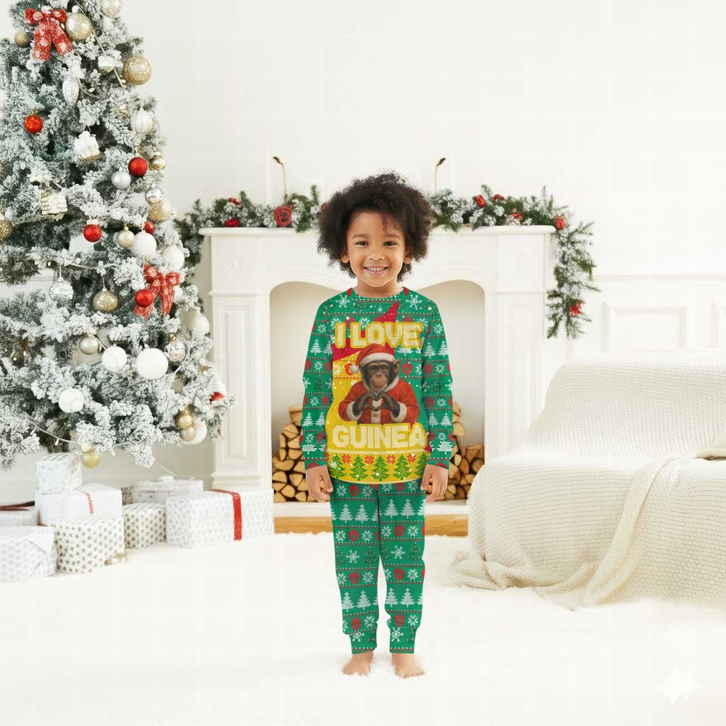 Guinea Christmas Pajama Set Santa Chimpanzee Heart Hands and Snowflake - African Pride