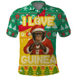 Guinea Christmas Polo Shirt Santa Chimpanzee Heart Hands and Snowflake - African Pride