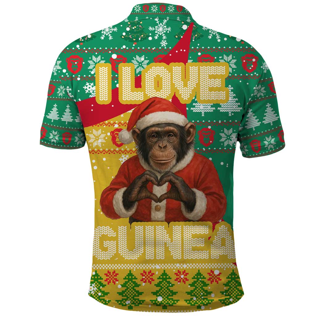Guinea Christmas Polo Shirt Santa Chimpanzee Heart Hands and Snowflake - African Pride