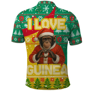 Guinea Christmas Polo Shirt Santa Chimpanzee Heart Hands and Snowflake - African Pride