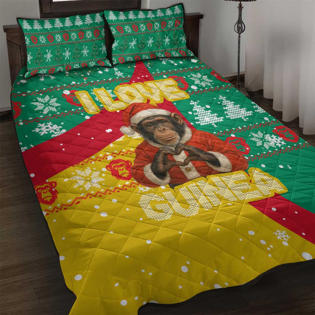Guinea Christmas Quilt Bed Set Santa Chimpanzee Heart Hands and Snowflake - African Pride