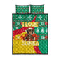 Guinea Christmas Quilt Bed Set Santa Chimpanzee Heart Hands and Snowflake - African Pride