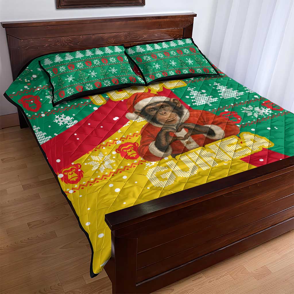 Guinea Christmas Quilt Bed Set Santa Chimpanzee Heart Hands and Snowflake - African Pride