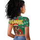 Guinea Christmas Raglan Cropped T shirt Santa Chimpanzee Heart Hands and Snowflake - African Pride