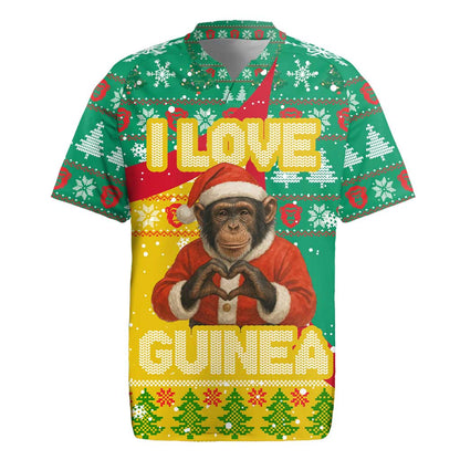 Guinea Christmas Rugby Jersey Santa Chimpanzee Heart Hands and Snowflake - African Pride