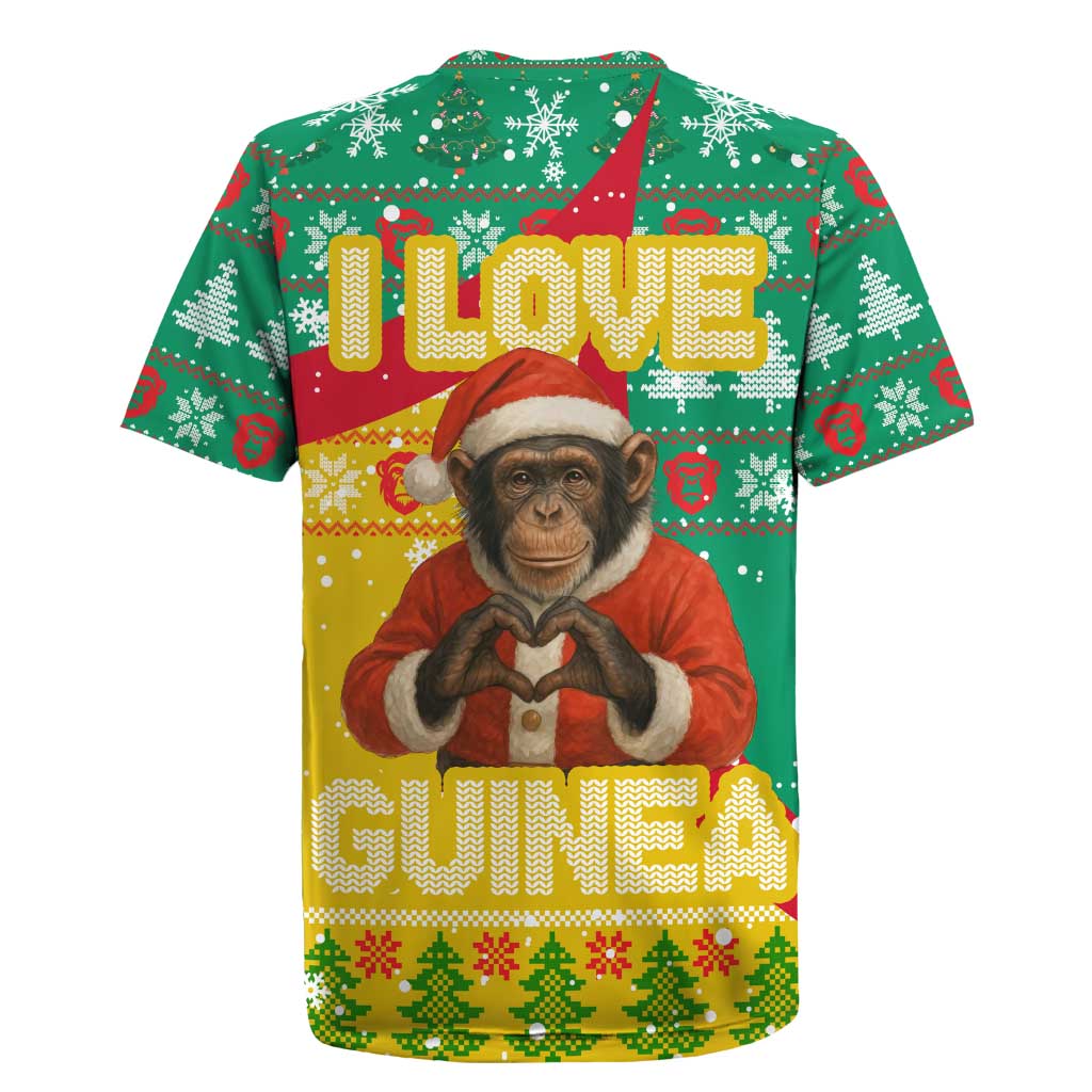 Guinea Christmas Rugby Jersey Santa Chimpanzee Heart Hands and Snowflake - African Pride