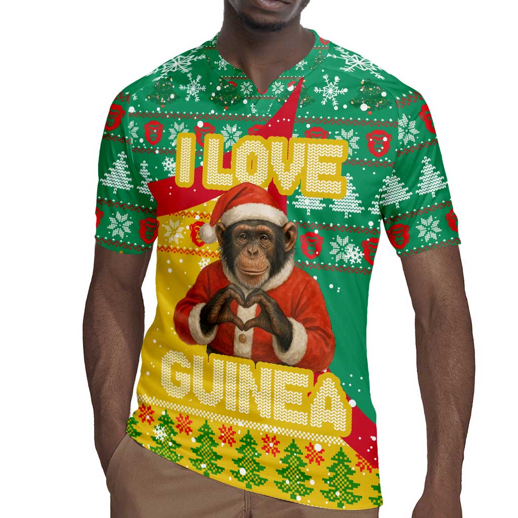 Guinea Christmas Rugby Jersey Santa Chimpanzee Heart Hands and Snowflake - African Pride