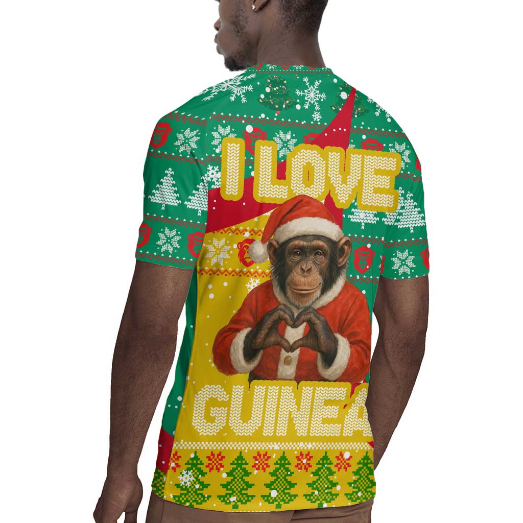Guinea Christmas Rugby Jersey Santa Chimpanzee Heart Hands and Snowflake - African Pride