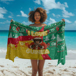 Guinea Christmas Sarong Santa Chimpanzee Heart Hands and Snowflake - African Pride