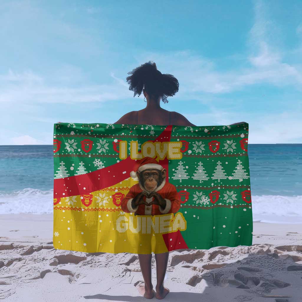 Guinea Christmas Sarong Santa Chimpanzee Heart Hands and Snowflake - African Pride