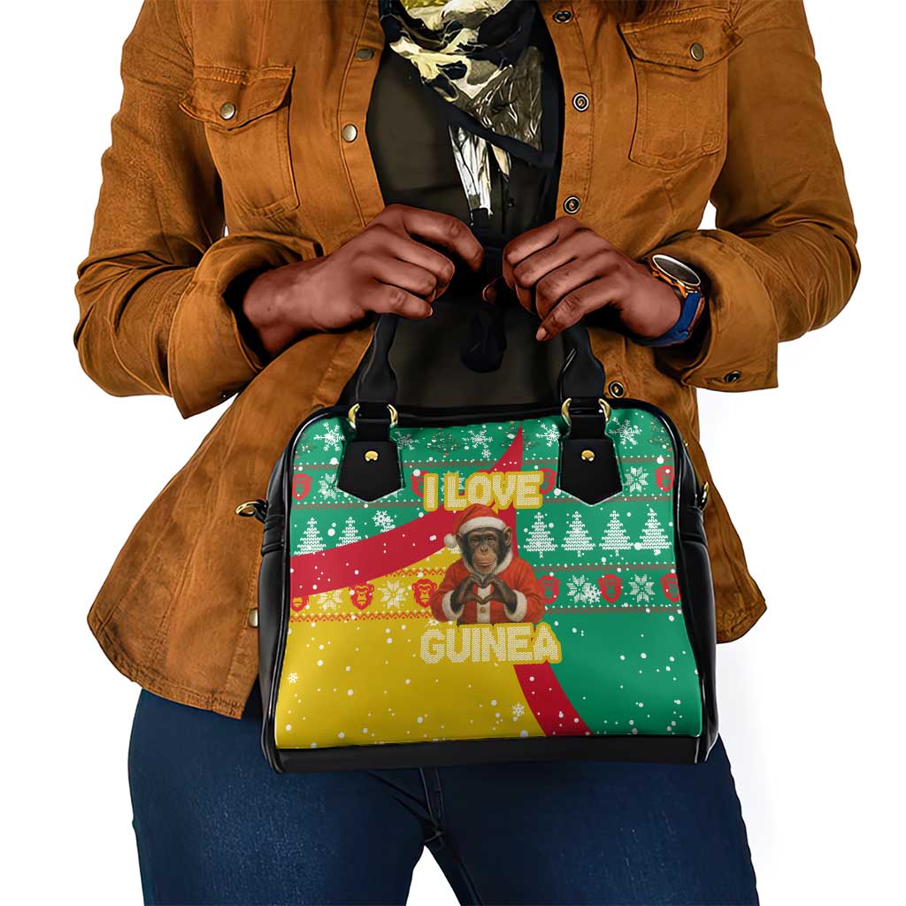 Guinea Christmas Shoulder Handbag Santa Chimpanzee Heart Hands and Snowflake - African Pride