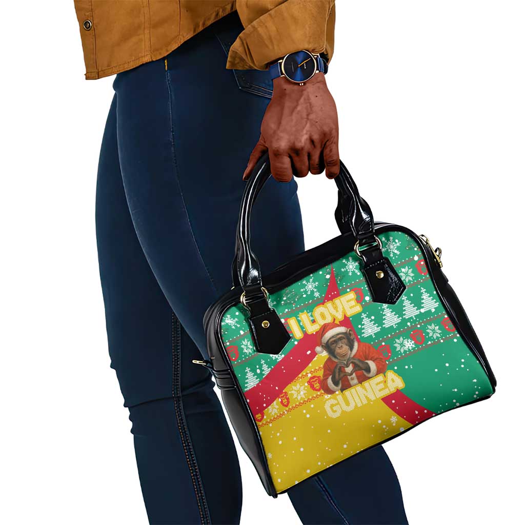 Guinea Christmas Shoulder Handbag Santa Chimpanzee Heart Hands and Snowflake - African Pride