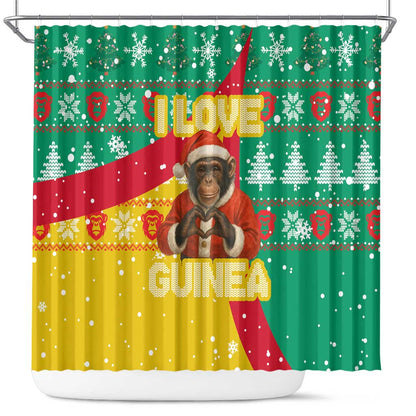 Guinea Christmas Shower Curtain Santa Chimpanzee Heart Hands and Snowflake - African Pride