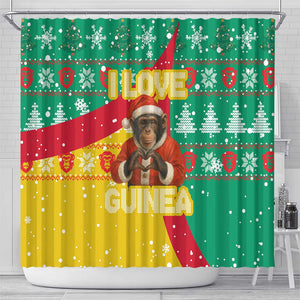 Guinea Christmas Shower Curtain Santa Chimpanzee Heart Hands and Snowflake - African Pride