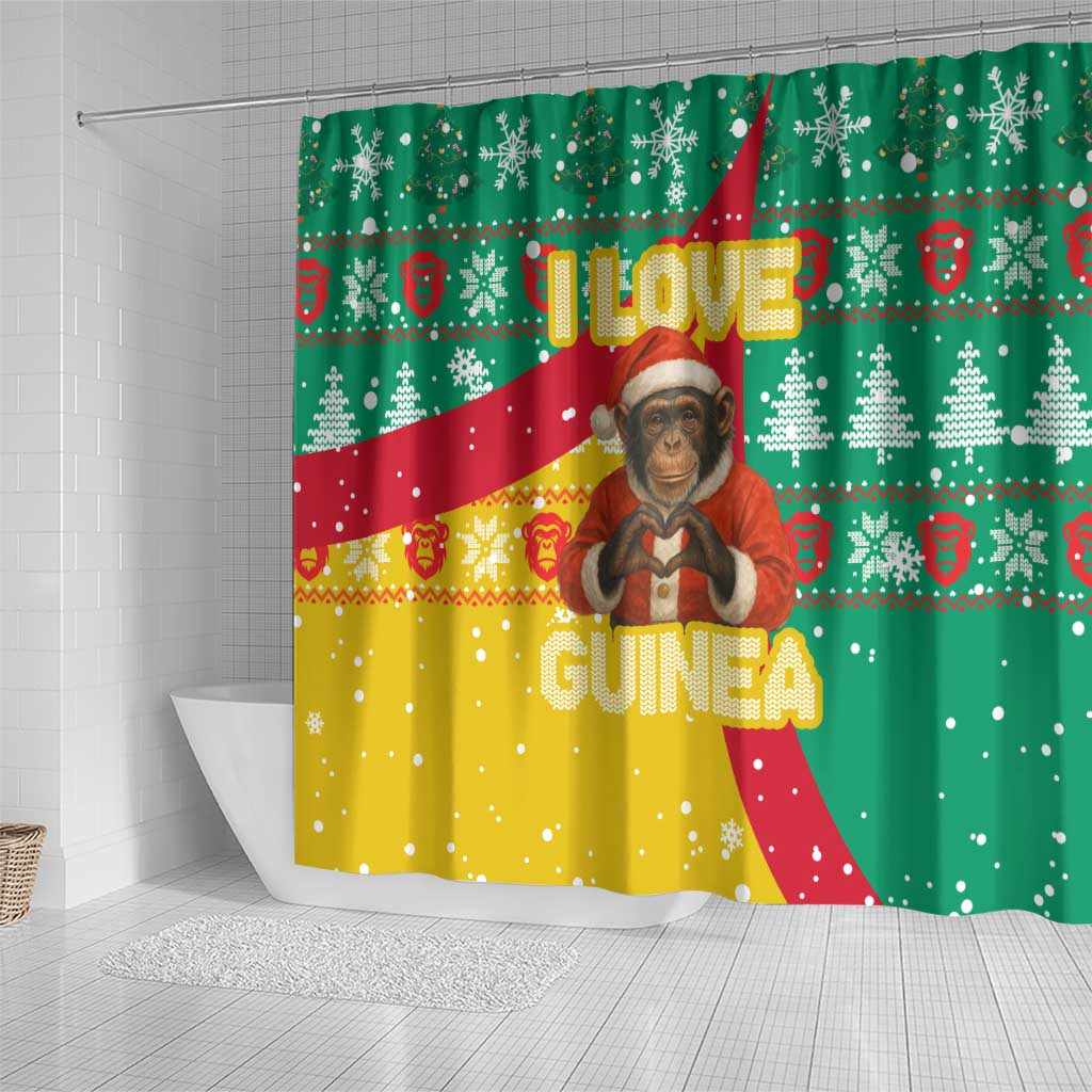 Guinea Christmas Shower Curtain Santa Chimpanzee Heart Hands and Snowflake - African Pride