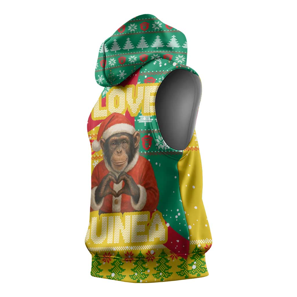 Guinea Christmas Sleeveless Hoodie Santa Chimpanzee Heart Hands and Snowflake - African Pride