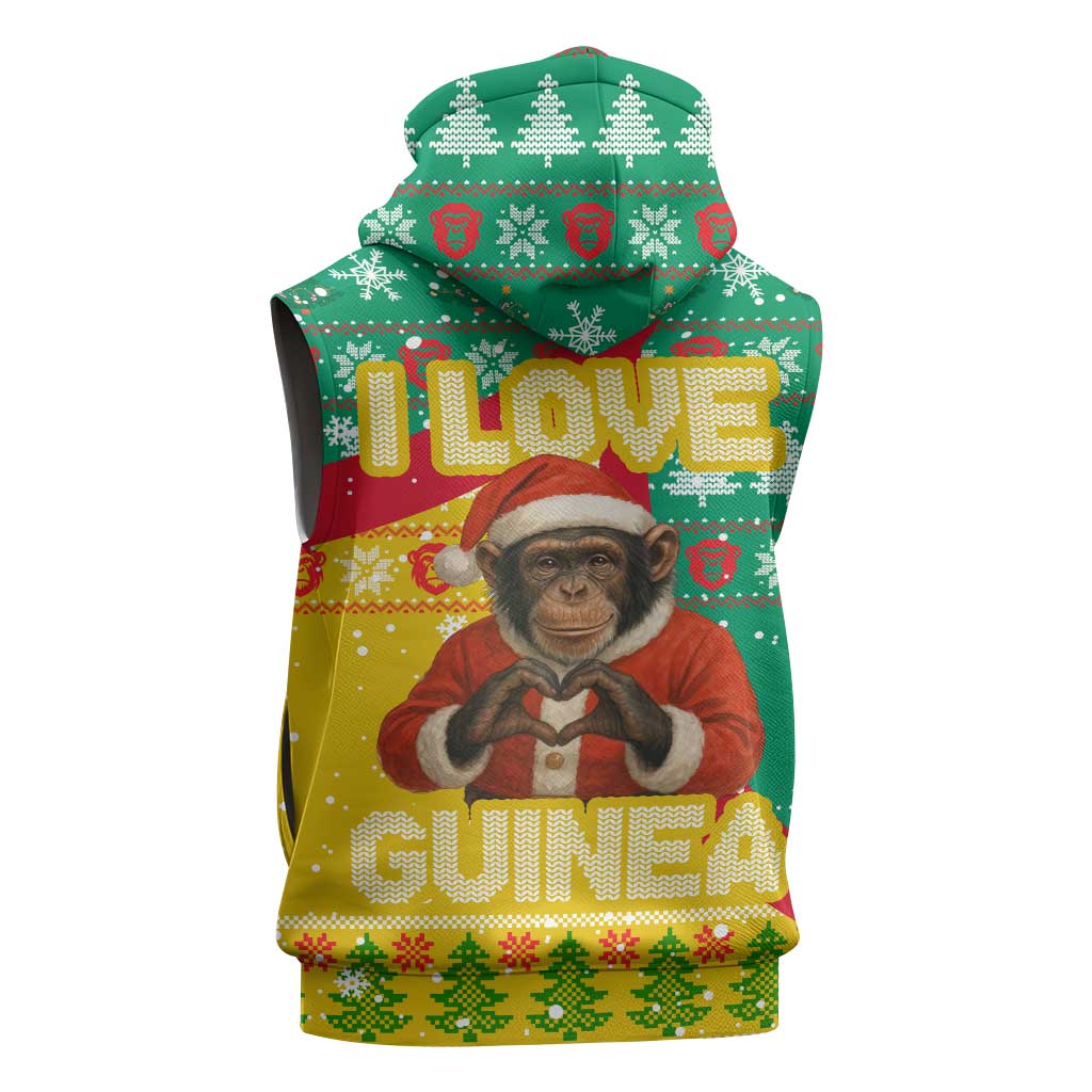 Guinea Christmas Sleeveless Zip Hoodie Santa Chimpanzee Heart Hands and Snowflake - African Pride