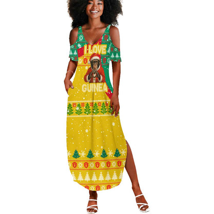 Guinea Christmas Summer Maxi Dress Santa Chimpanzee Heart Hands and Snowflake - African Pride