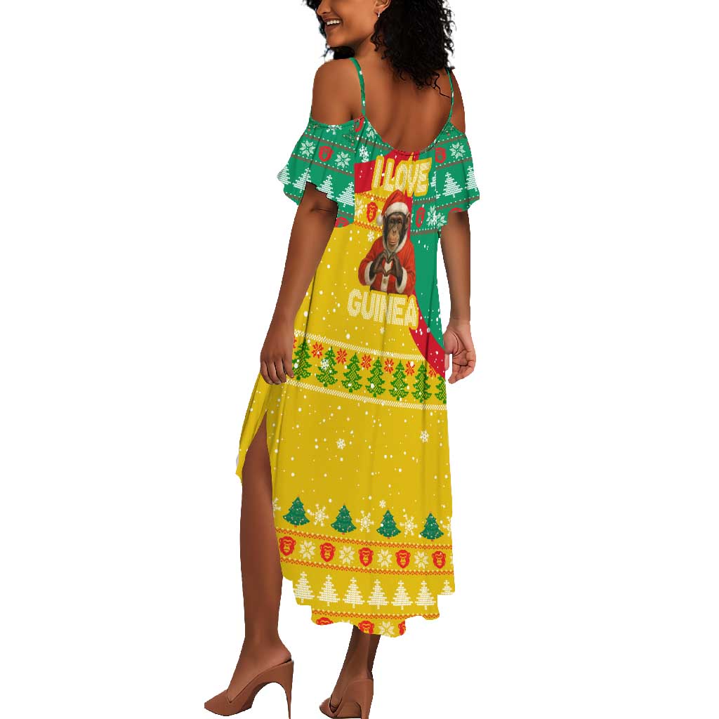 Guinea Christmas Summer Maxi Dress Santa Chimpanzee Heart Hands and Snowflake - African Pride
