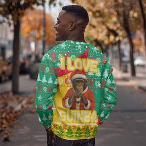 Guinea Christmas Sweatshirt Santa Chimpanzee Heart Hands and Snowflake - African Pride