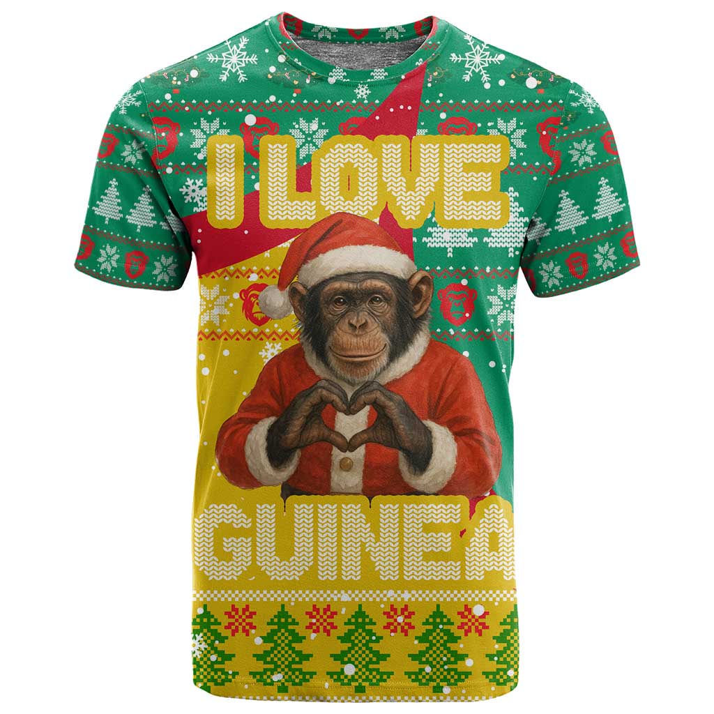Guinea Christmas T shirt Santa Chimpanzee Heart Hands and Snowflake - African Pride