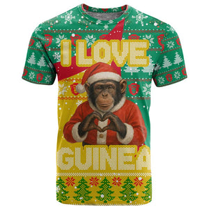 Guinea Christmas T shirt Santa Chimpanzee Heart Hands and Snowflake - African Pride
